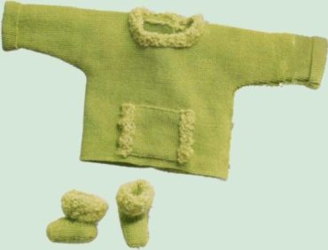 Пуловер с карманом и пинетки